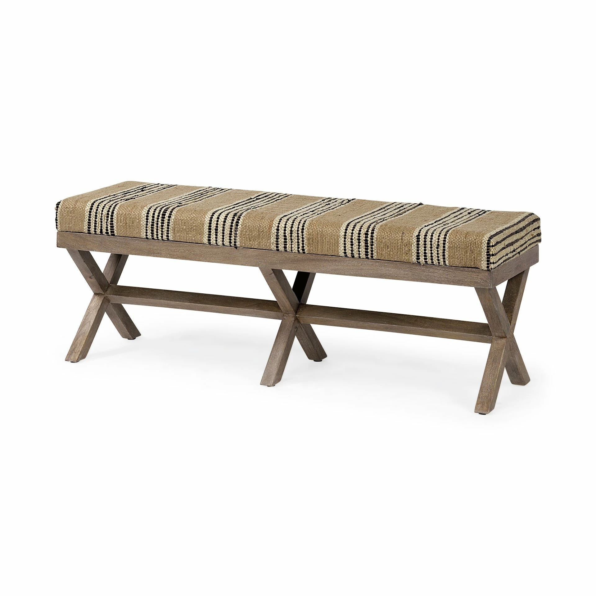 Promo โค๏ธ Mercana Solis Black & Cream Upholstered Patterned Seat Accent Bench Beige And Black ๐ - Image 15