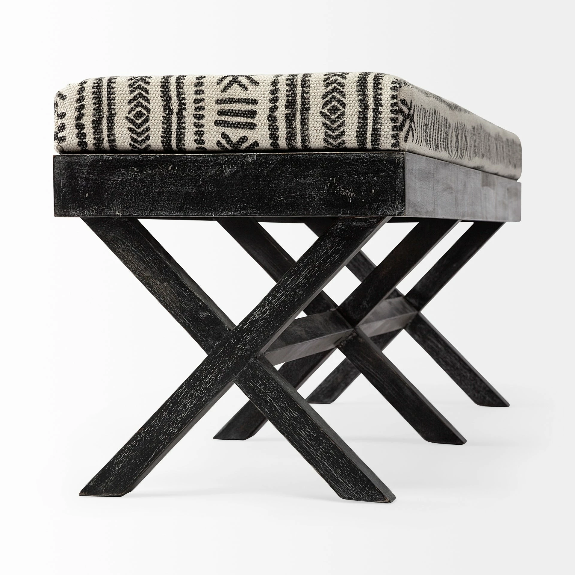 Promo โค๏ธ Mercana Solis Black & Cream Upholstered Patterned Seat Accent Bench Beige And Black ๐ - Image 4