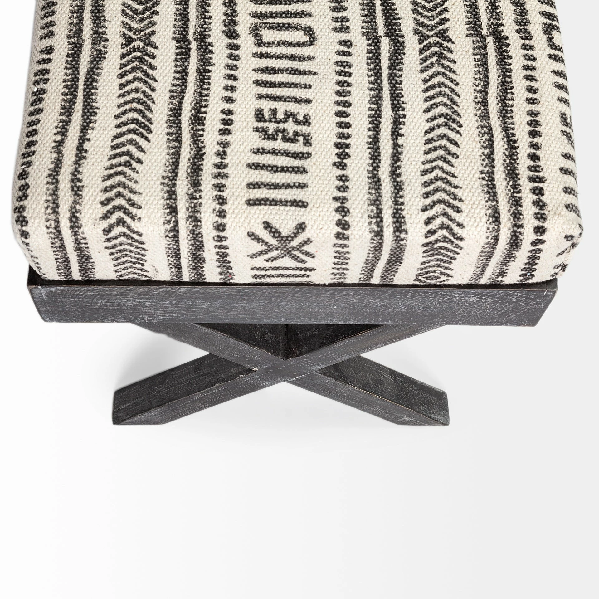 Promo โค๏ธ Mercana Solis Black & Cream Upholstered Patterned Seat Accent Bench Beige And Black ๐ - Image 6