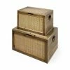 Deals ✔️ Mercana Sonny 23.6L X 15.7W X 13.8H Set Of Two Brown Wood And Wicker W/ Metal Detail Rectangular Boxes - 23.6L X 15.7W X 13.8H ❤️