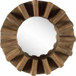 Top 10 👏 Mercana Sprocket 17" Round Brown Wood Frame Mirror - A 🤩
