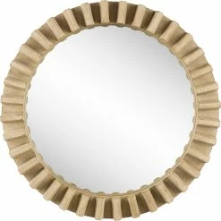 Top 10 👍 Mercana Sprocket Mirror 35" Round Natural Brown Wood Frame Mirror 🔥