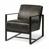 Cheapest 🔔 Mercana Stamford Genuine Leather Seat W/Wood Back & Metal Frame Accent Chair Black 🧨