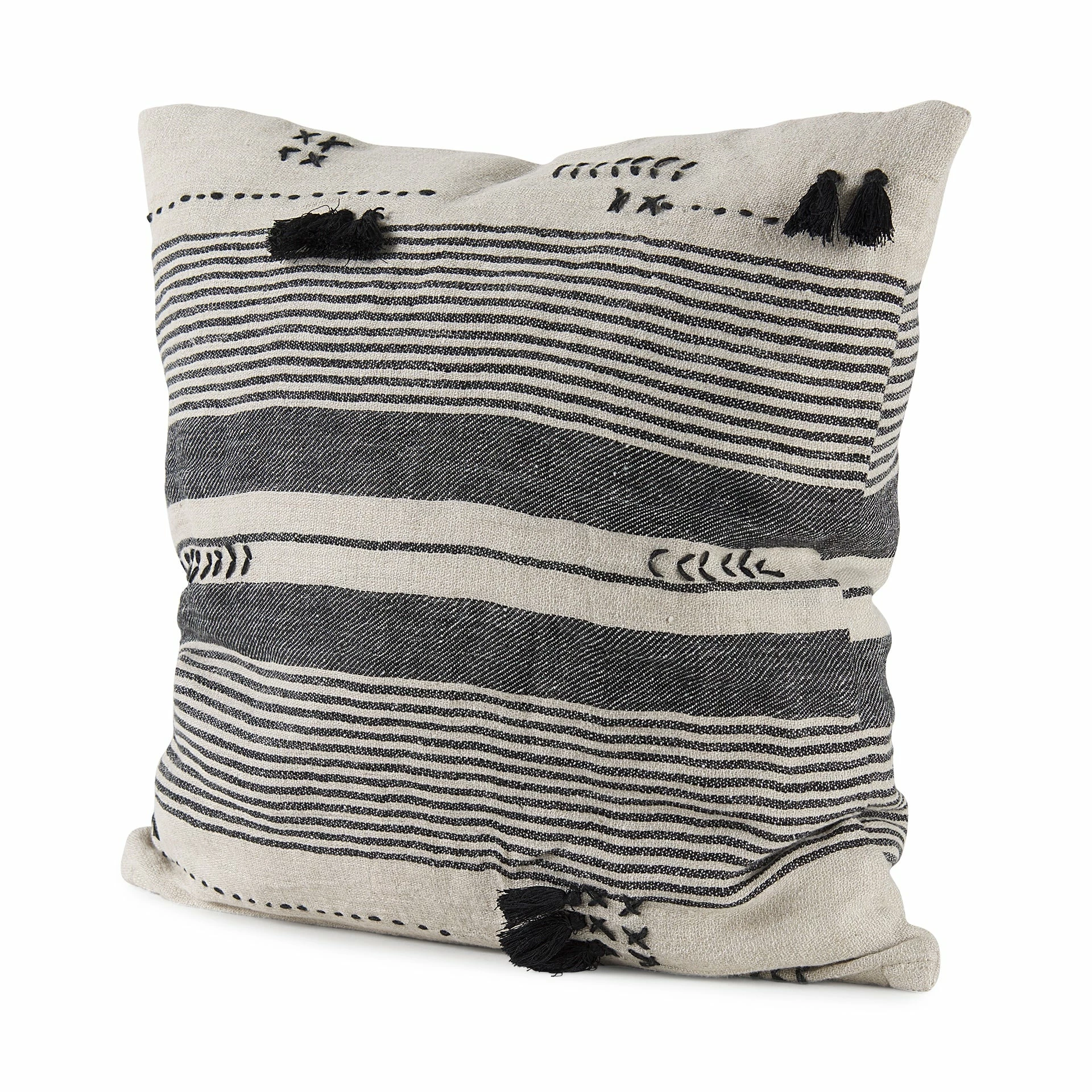 Cheap ✔️ Mercana Thalia 13L X 21W Dark Gray And Cream Fabric Striped And Fringed Decorative Pillow Cover 💯 - Image 12