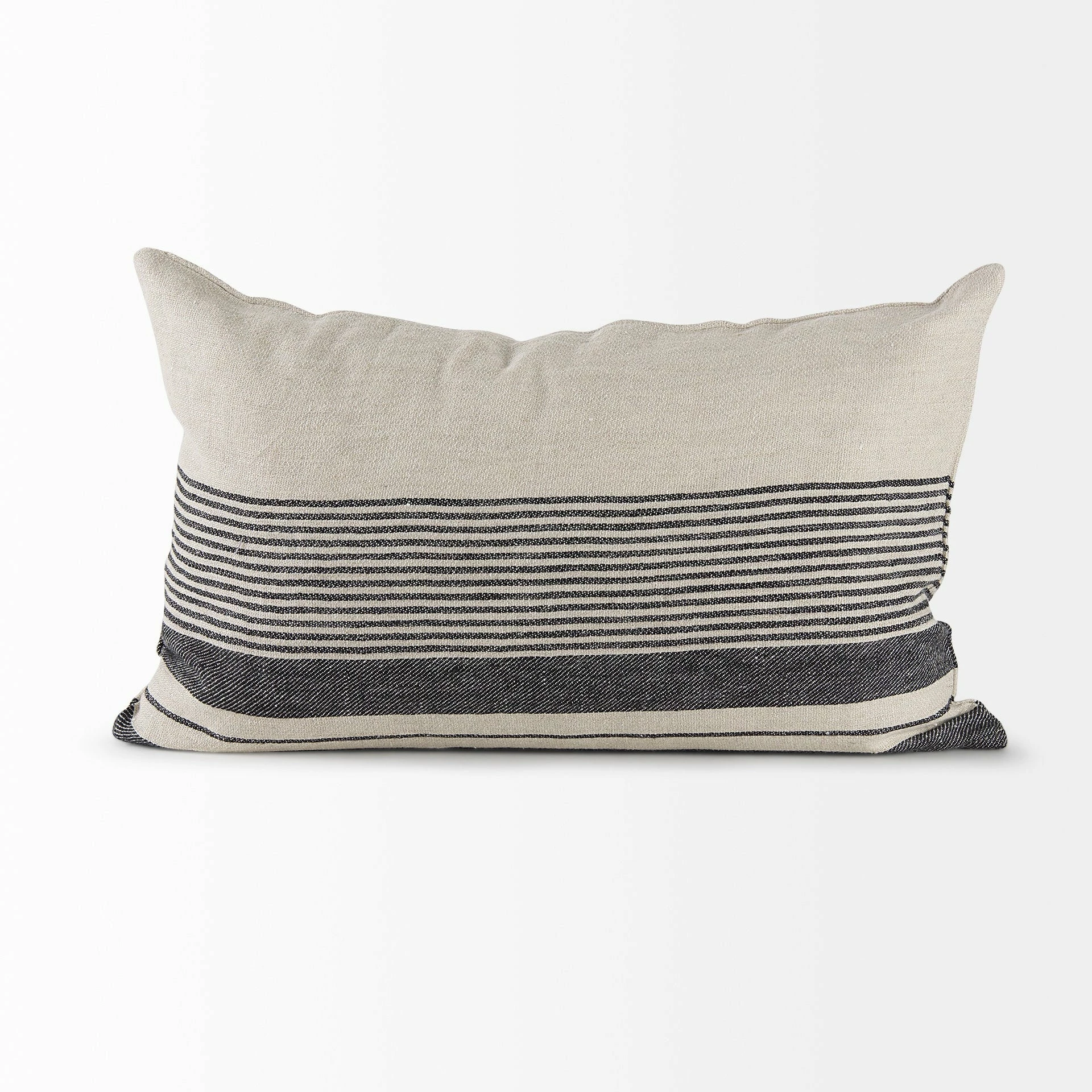 Cheap ✔️ Mercana Thalia 13L X 21W Dark Gray And Cream Fabric Striped And Fringed Decorative Pillow Cover 💯 - Image 4