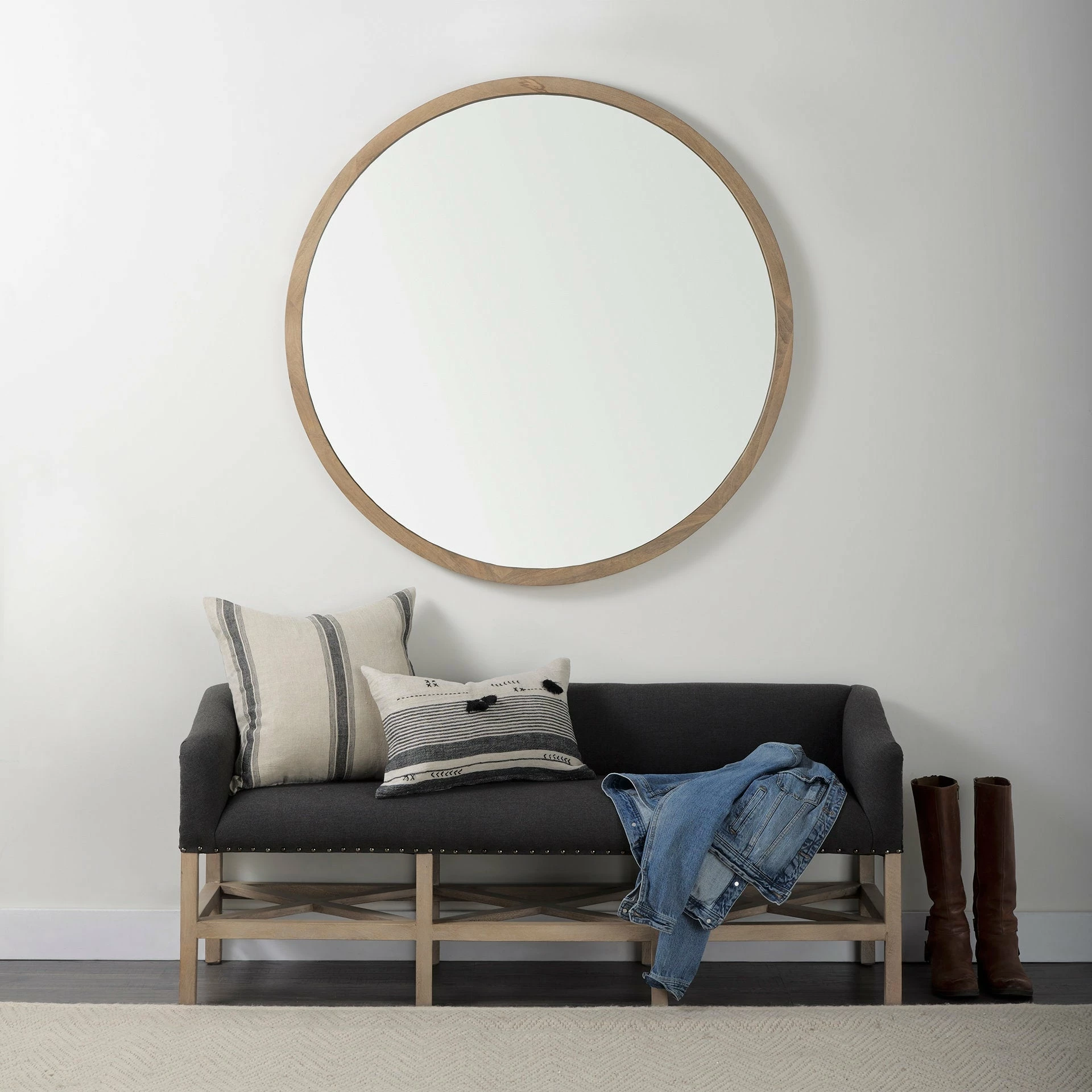 Cheap ✔️ Mercana Thalia 13L X 21W Dark Gray And Cream Fabric Striped And Fringed Decorative Pillow Cover 💯 - Image 9