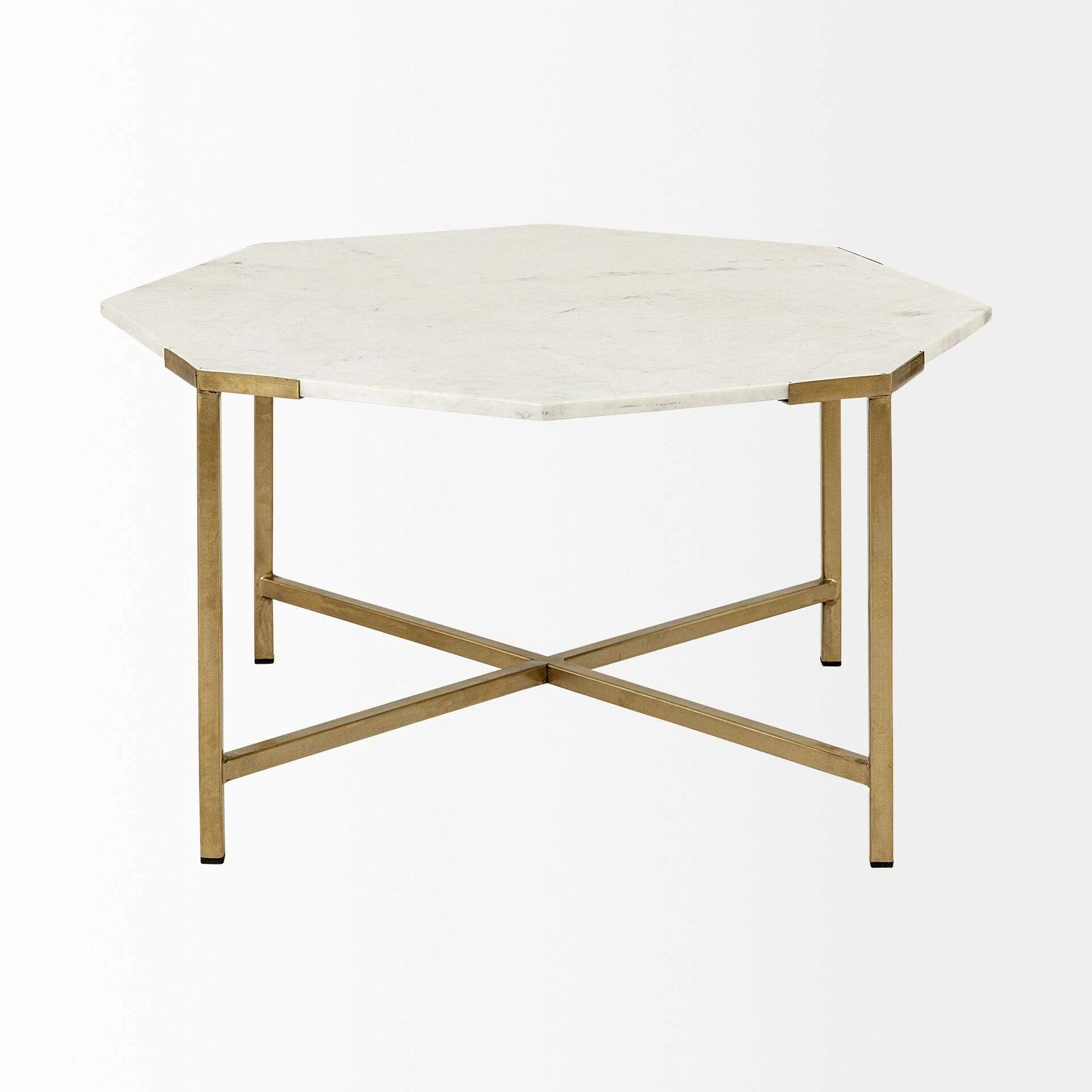 New ๐ Mercana Vincent II 15.5 X 24.5 Set Of Two White Marble And Iron Octagon End/Side Tables ๐ - Image 12