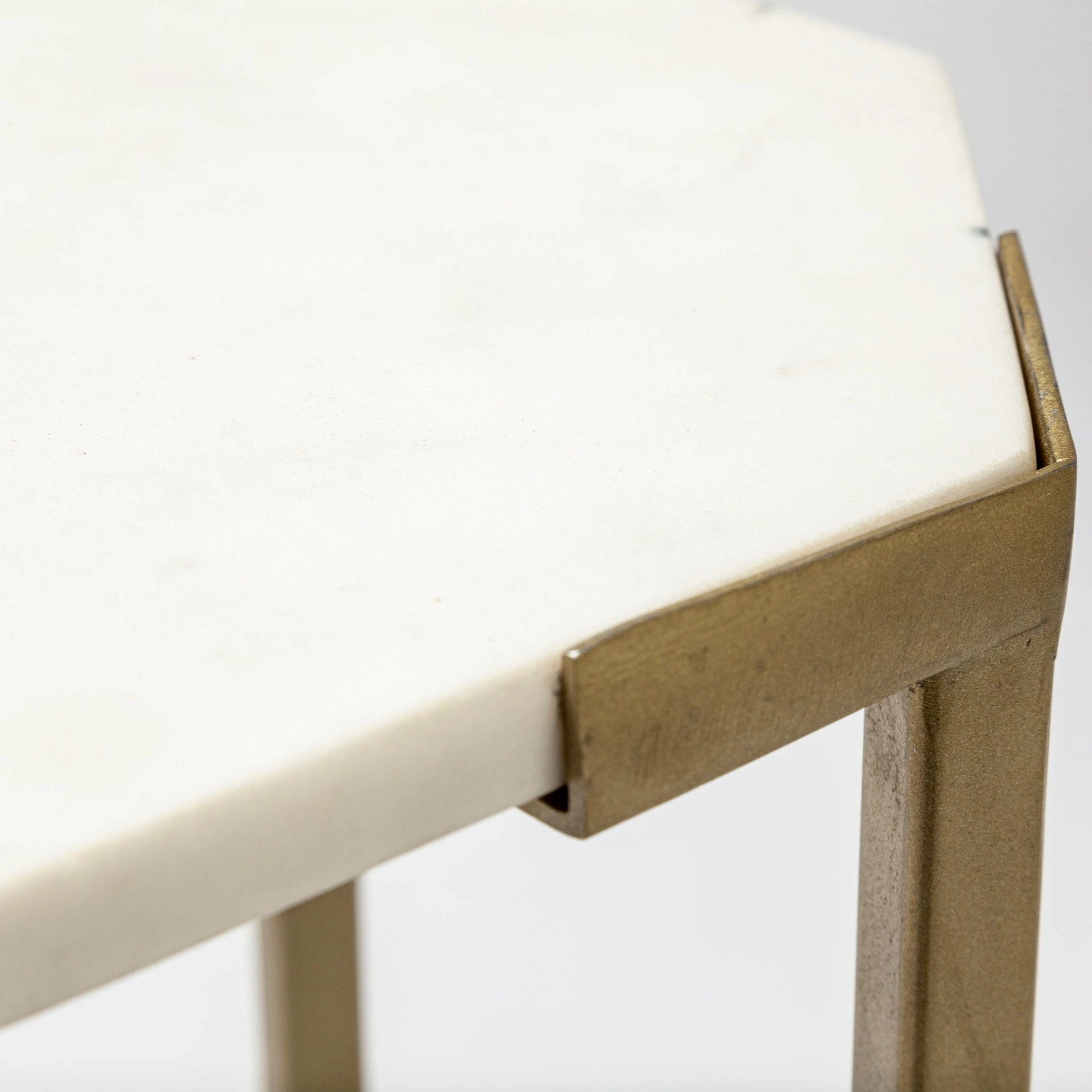 New ๐ Mercana Vincent II 15.5 X 24.5 Set Of Two White Marble And Iron Octagon End/Side Tables ๐ - Image 13