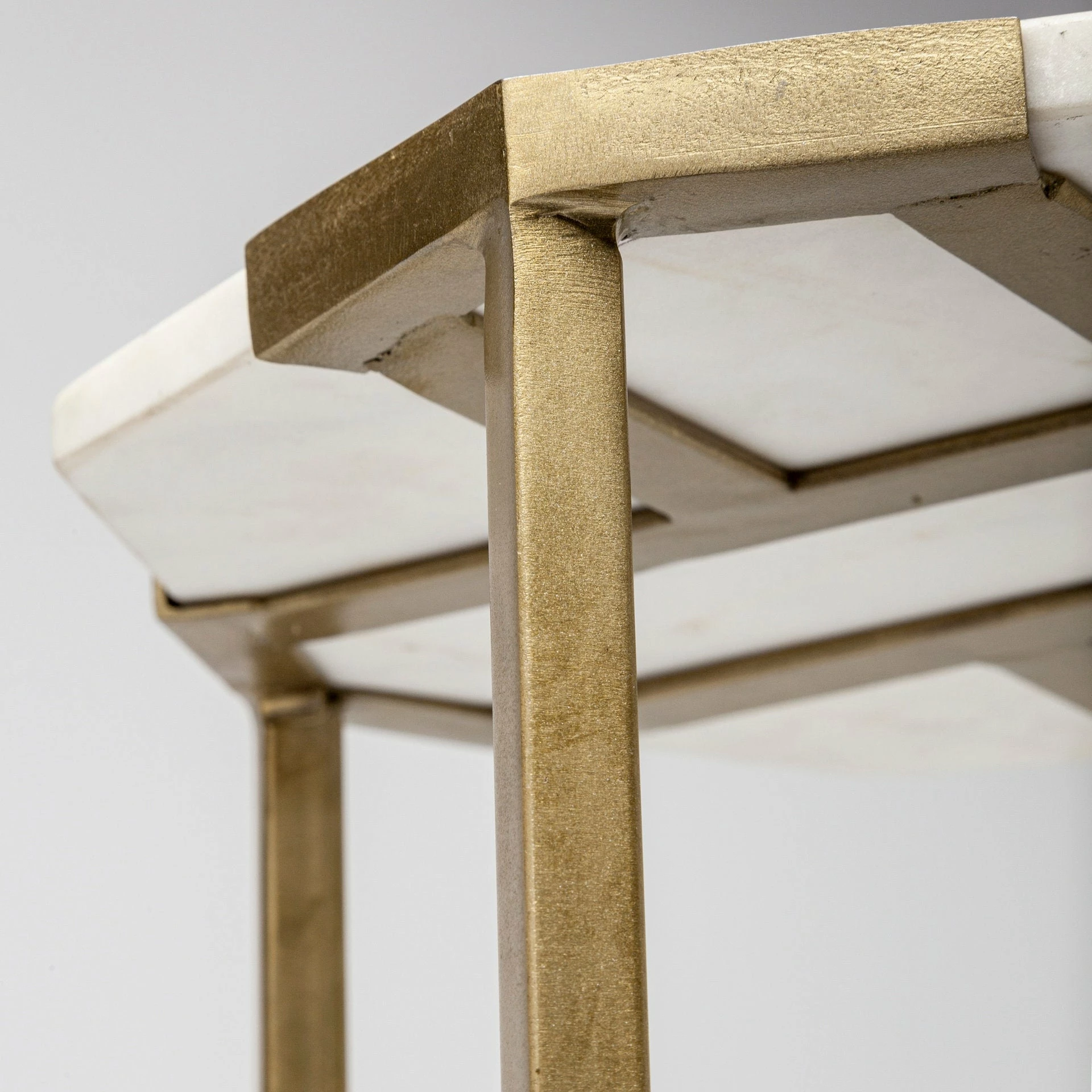 New ๐ Mercana Vincent II 15.5 X 24.5 Set Of Two White Marble And Iron Octagon End/Side Tables ๐ - Image 14