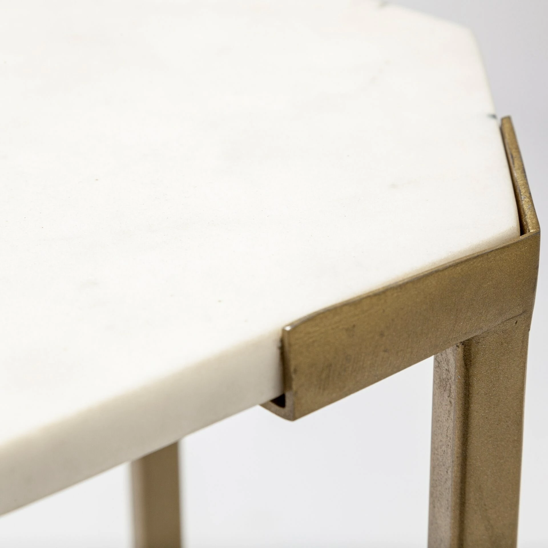 New ๐ Mercana Vincent II 15.5 X 24.5 Set Of Two White Marble And Iron Octagon End/Side Tables ๐ - Image 5