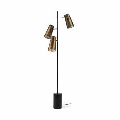 Best Sale 🥰 Mercana Wesley III Gold & Black Metal Three Light Floor Lamp - 17"W X 17"D X 65"H 💯
